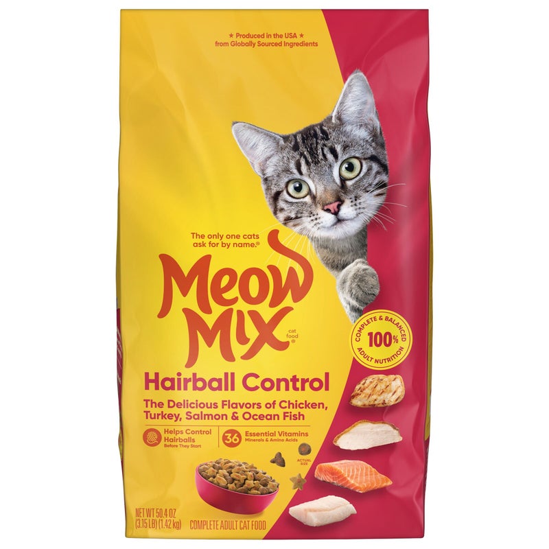 Meow Mix Hairball Control Cat Food Bag 1.42kg - Image 1