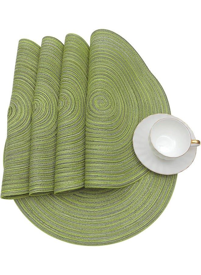 Round Placemats Set of 2 Round Table Placemats Braided Cotton Place Mats 15 inch for Kitchen Dining Table Holiday Party (Pea Green, 2)