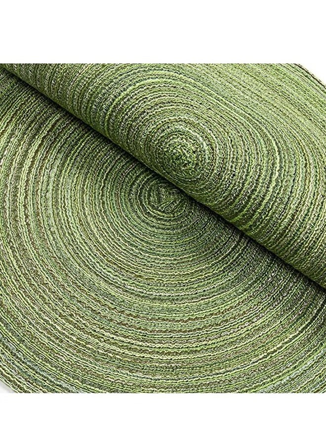 Round Placemats Set of 2 Round Table Placemats Braided Cotton Place Mats 15 inch for Kitchen Dining Table Holiday Party (Pea Green, 2)
