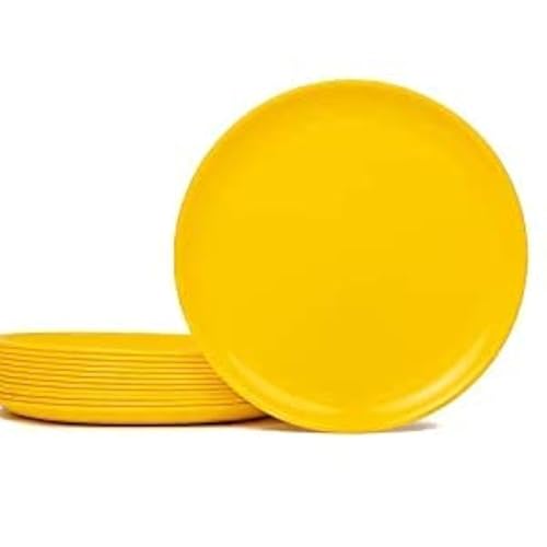 Everbuy Round Microwave Safe Full Plate Set, 130ml/75mm, Set of 3 Yellow - Image 1