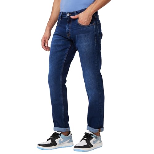 Spykar Men's Ricardo Straight Fit Mid-Rise Casual Jeans Dark Blue - Image 3