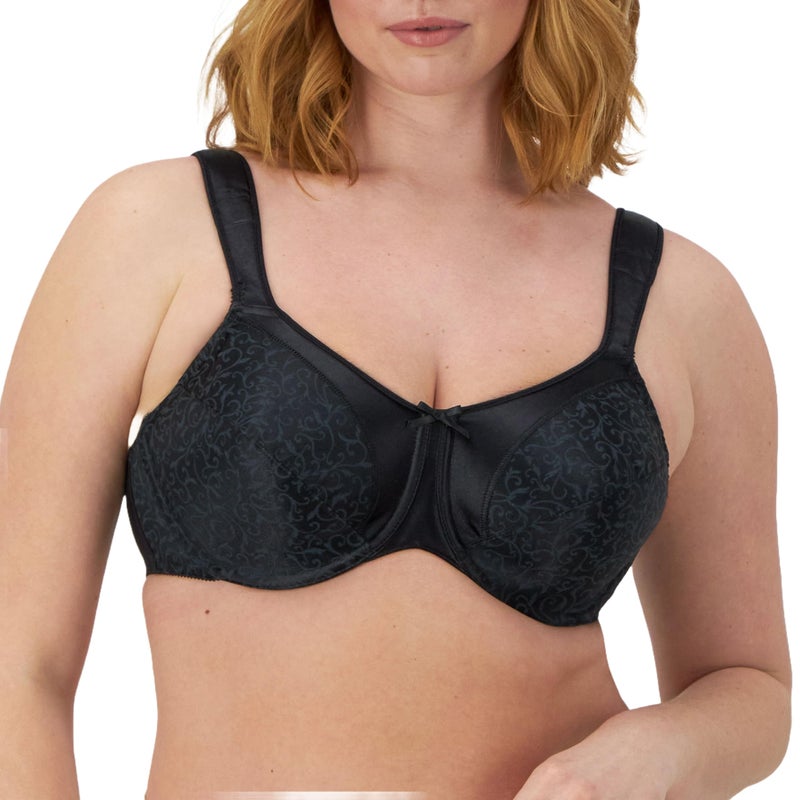Bali صدرية بالي النسائية من الساتان بتصميم مقلل مع سلك أسفل أسود 42DDD عبوة من 1 - Image 1
