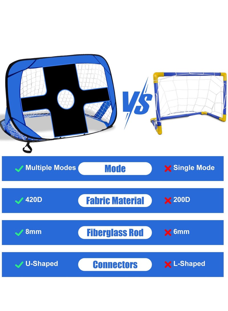 XiuWoo Football Goals for Kids, 4 in 1 Foldable Pop Up Football Goals with Carry Bag Football Goal Posts Portable, Soccer Net Indoor & Outdoor Football Training for Boys Girls, blue - Image 2
