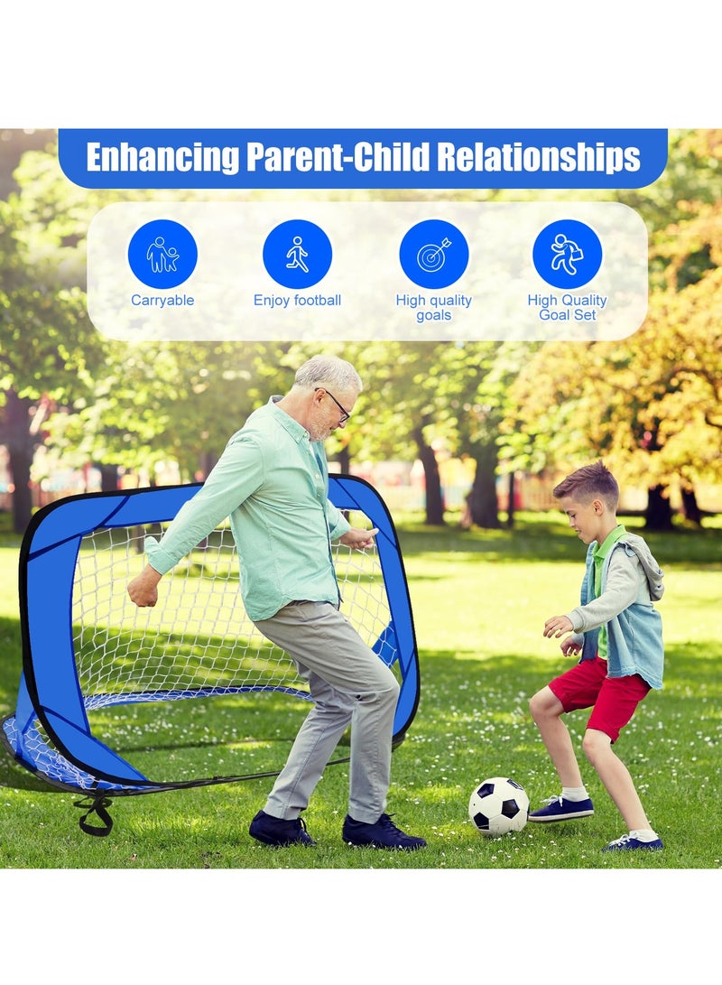 XiuWoo Football Goals for Kids, 4 in 1 Foldable Pop Up Football Goals with Carry Bag Football Goal Posts Portable, Soccer Net Indoor & Outdoor Football Training for Boys Girls, blue - Image 5