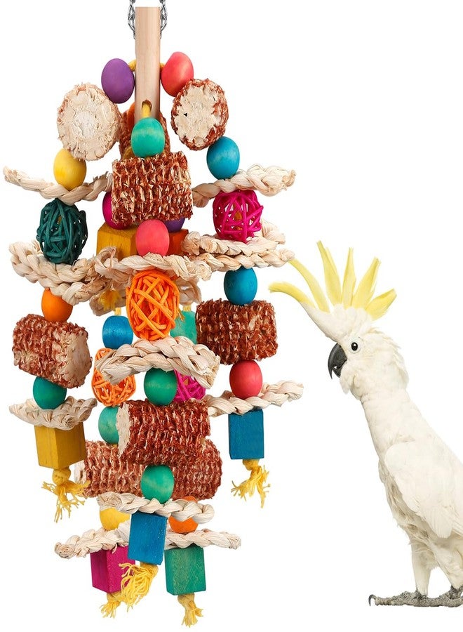lovyoCoCo Parrot Toys Bird Toys Natural Corn Cob Bird chew Toys for Small and Medium-Sized Macaws,African Grey,Cockatoos,Amazon Parrots,Parakeet,Cockatiel,Sun Conure, Lovebird with Wooden Blocks - Image 1