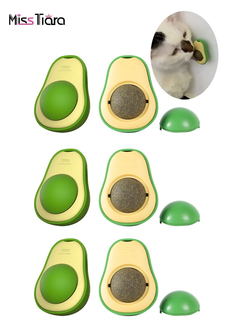 MissTiara 6 Piece Avocado Shaped Rotating Catnip Ball Cat Licking Fun Ball  - Image 1