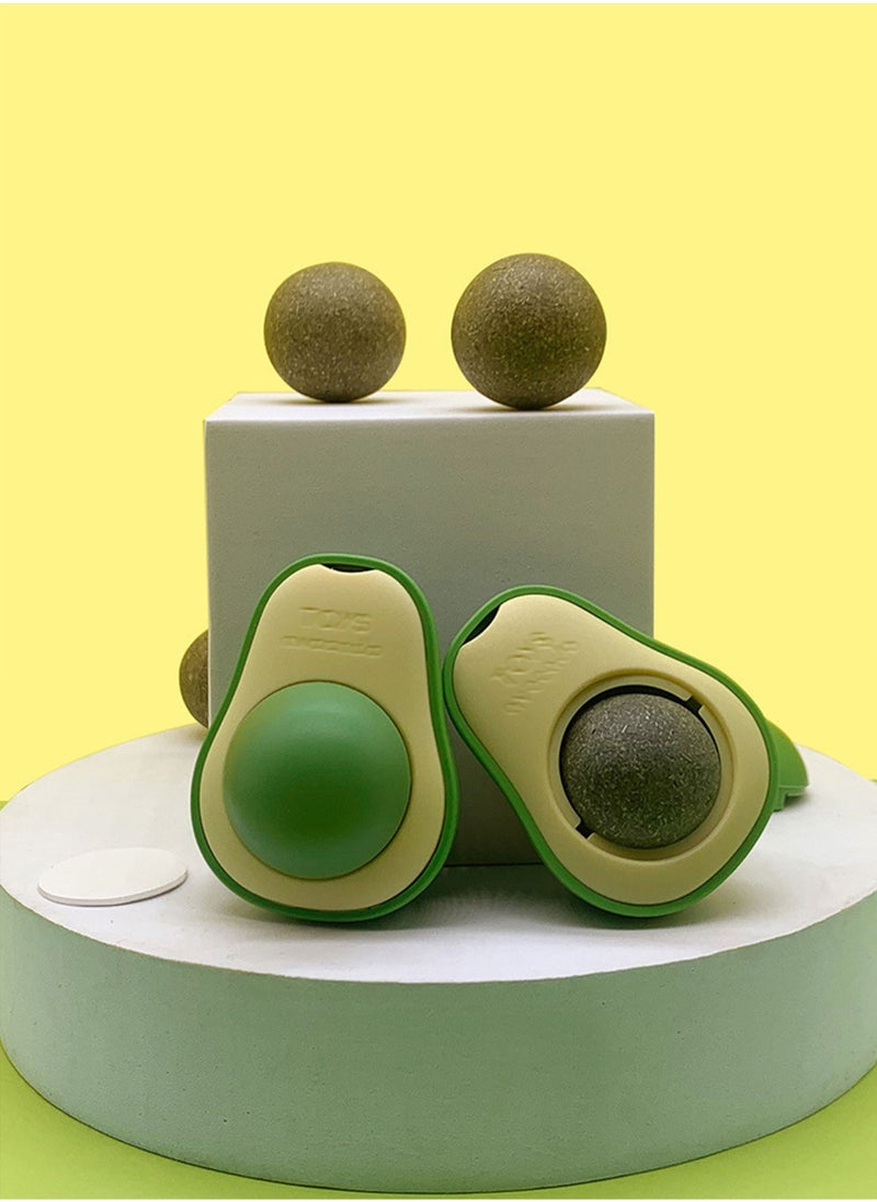 6 Piece Avocado Shaped Rotating Catnip Ball Cat Licking Fun Ball