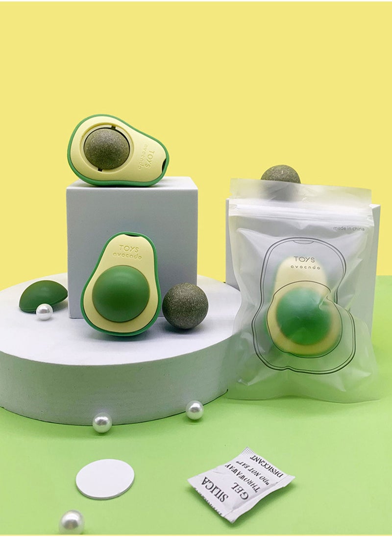 6 Piece Avocado Shaped Rotating Catnip Ball Cat Licking Fun Ball