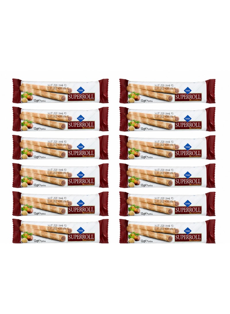 CIZMECI Superroll Hazelnut Wafer Rolls, 12g (Pack of 12) – Crispy Wafer Sticks with Rich Hazelnut Cream Filling - Image 1