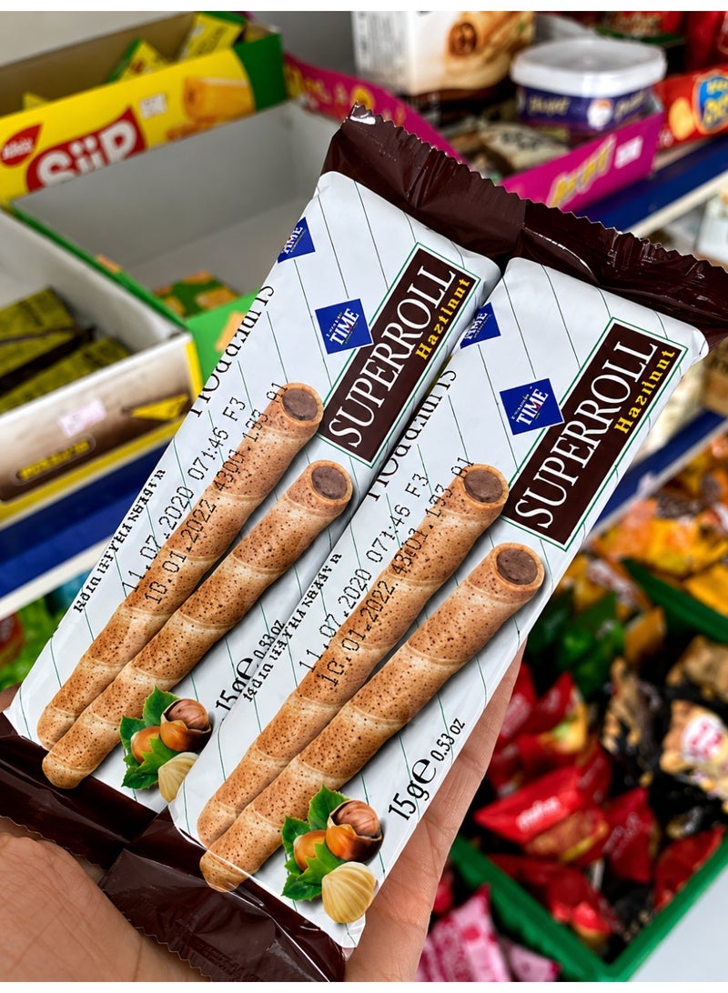 CIZMECI Superroll Hazelnut Wafer Rolls, 12g (Pack of 12) – Crispy Wafer Sticks with Rich Hazelnut Cream Filling - Image 5