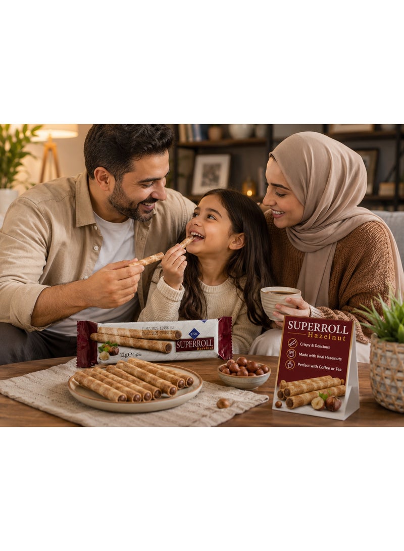 CIZMECI Superroll Hazelnut Wafer Rolls, 12g (Pack of 12) – Crispy Wafer Sticks with Rich Hazelnut Cream Filling - Image 4