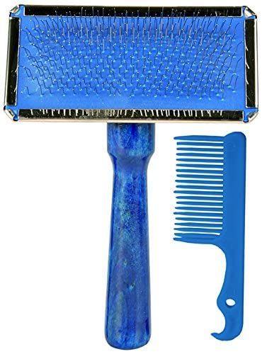 Trixie Slicker Brush with Brush Cleaner - Gentle Detangling, Removes Loose Hair, Wooden Handle - Ideal for Dogs & Cats - 13 x 9 cm (Multicolor, Get Any 1 Color) - Image 1