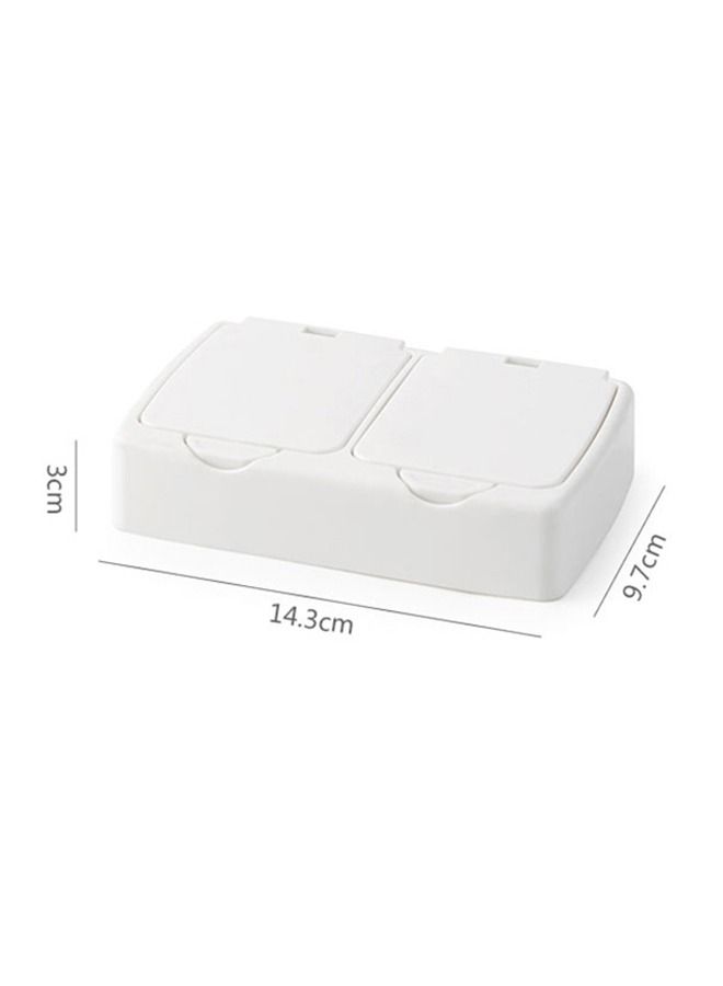 Double Mini Lattice Desktop Storage Box, One-Piece Mini Plastic PP Material Rectangular Shape Clamshell Box, Storage Cotton Swab Floss Hair Accessories (White) - Image 2