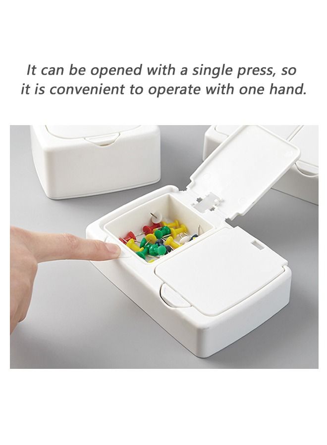 Double Mini Lattice Desktop Storage Box, One-Piece Mini Plastic PP Material Rectangular Shape Clamshell Box, Storage Cotton Swab Floss Hair Accessories (White) - Image 5