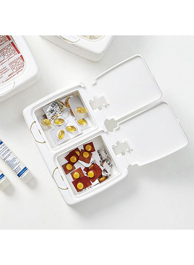 Double Mini Lattice Desktop Storage Box, One-Piece Mini Plastic PP Material Rectangular Shape Clamshell Box, Storage Cotton Swab Floss Hair Accessories (White) - Image 4