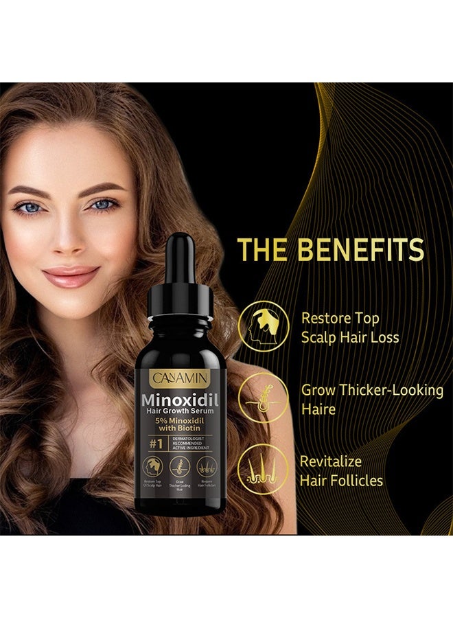 CANAMIN 5% Minioxidil Hair Growth Serum For With Biotin Regrowth Hair Treatment For Thickens Hair Promotes Hair Density Help To Stop Thinning Loss Hair Stimulates Hair Growth, Regain Hair Serum, 30ml - Image 3