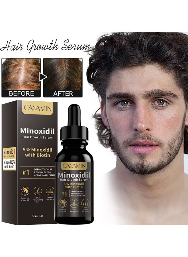 CANAMIN 5% Minioxidil Hair Growth Serum For With Biotin Regrowth Hair Treatment For Thickens Hair Promotes Hair Density Help To Stop Thinning Loss Hair Stimulates Hair Growth, Regain Hair Serum, 30ml - Image 2