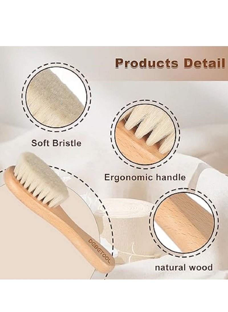 Generic Baby Hair Bush And Comb Set -Nature Lotus Wood With Soft Goat Bristle And Pear Wood Comb For Newborns And Toddlers  Ideal For Cradle Cap  - Image 3