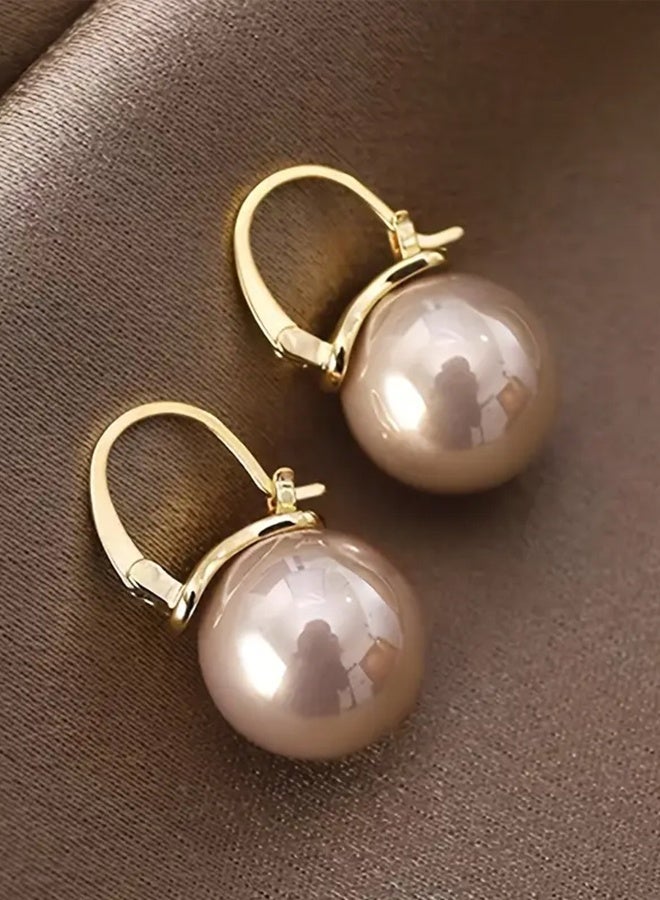 Ready For Chai Pretty Imitation Pearl Pendant Hoop Earrings Zinc Alloy Jewelry Vintage Elegant Style For Women Daily Casual - Image 4
