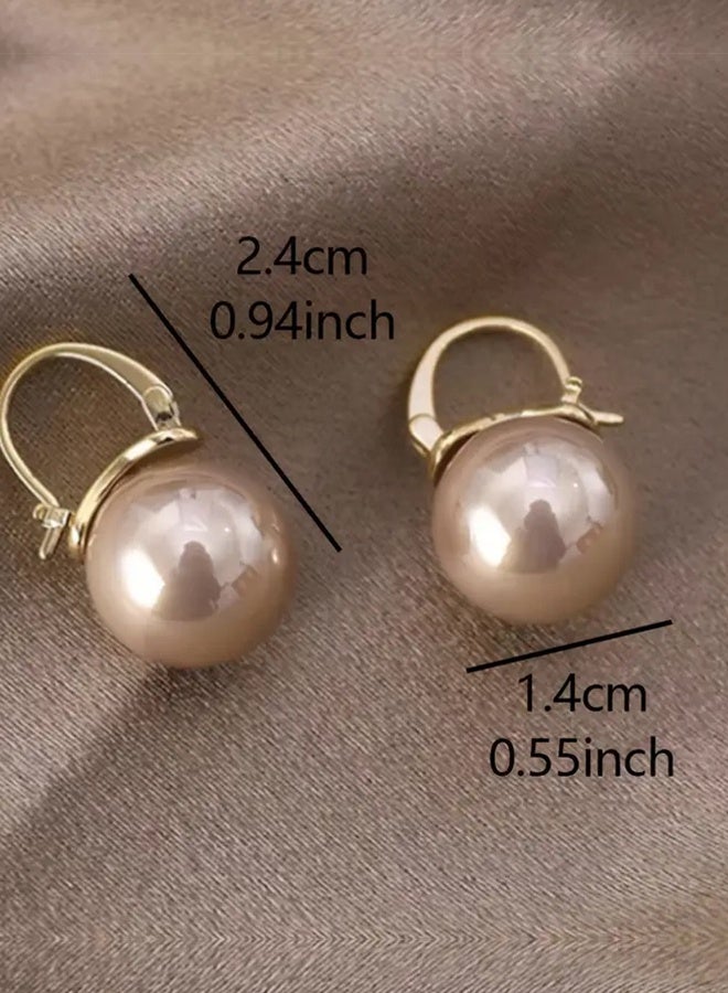 Ready For Chai Pretty Imitation Pearl Pendant Hoop Earrings Zinc Alloy Jewelry Vintage Elegant Style For Women Daily Casual - Image 3