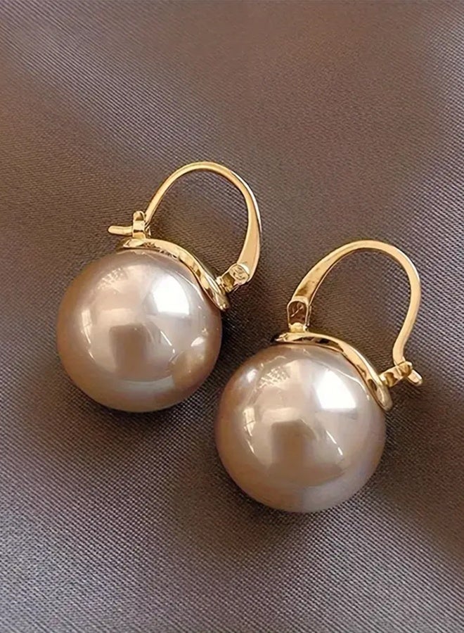 Ready For Chai Pretty Imitation Pearl Pendant Hoop Earrings Zinc Alloy Jewelry Vintage Elegant Style For Women Daily Casual - Image 1