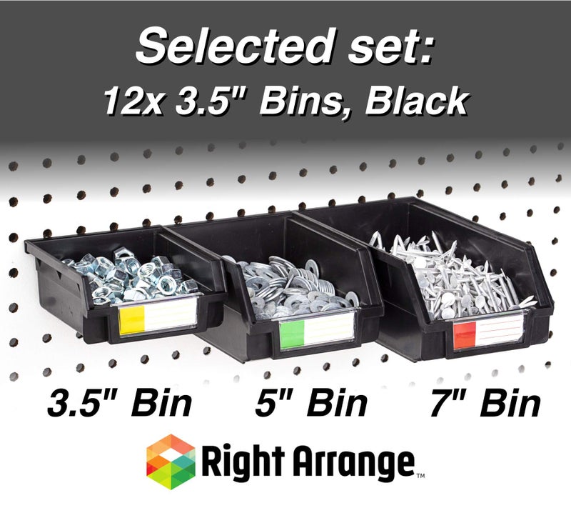 Right Arrange Pegboard Bins - 12 Pack Black - Hooks to Any Peg Board - Organize Hardware, Accessories, Attachments, Workbench, Garage Storage, Craft Room, Tool Shed, Hobby Supplies, Small Parts - Image 4