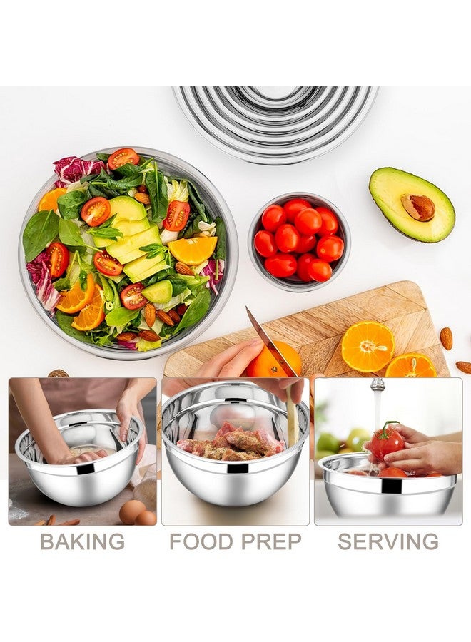 E-far طقم أوعية خلط E-far مع أغطية، 7 قطع من الفولاذ المقاوم للصدأ مع ملحقات مبشرة، الأحجام 4.6، 3.5، 2.6، 2، 1.5، 1، 0.7QT، تصميم متداخل وأغطية محكمة باللون الكاكي، للطهي/التقديم - Image 3