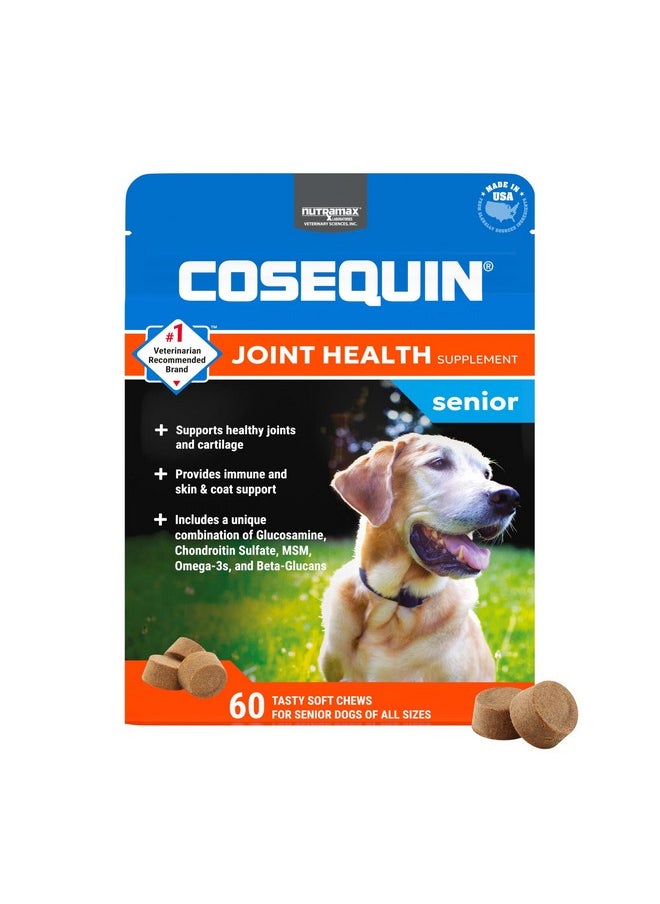 Nutramax Laboratories Cosequin Senior Joint Health Supplement for Senior Dogs - With Glucosamine, Chondroitin, Omega-3 for Skin and Coat Health and Beta Glucans for Immune Support, 60 Soft Chews  - Image 1
