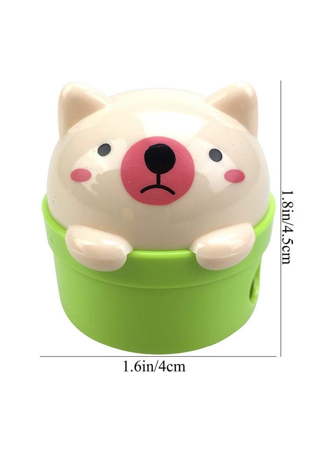 SZJHXIN Pencil Sharpener, Pack Of 4 Pencil Sharpener Manual Cute Cartoon Bear Colored Hand Held Pencil Sharpeners With Lid, Double Holes For Kids And School Plastic Cute Pencil Sharpener  - Image 2