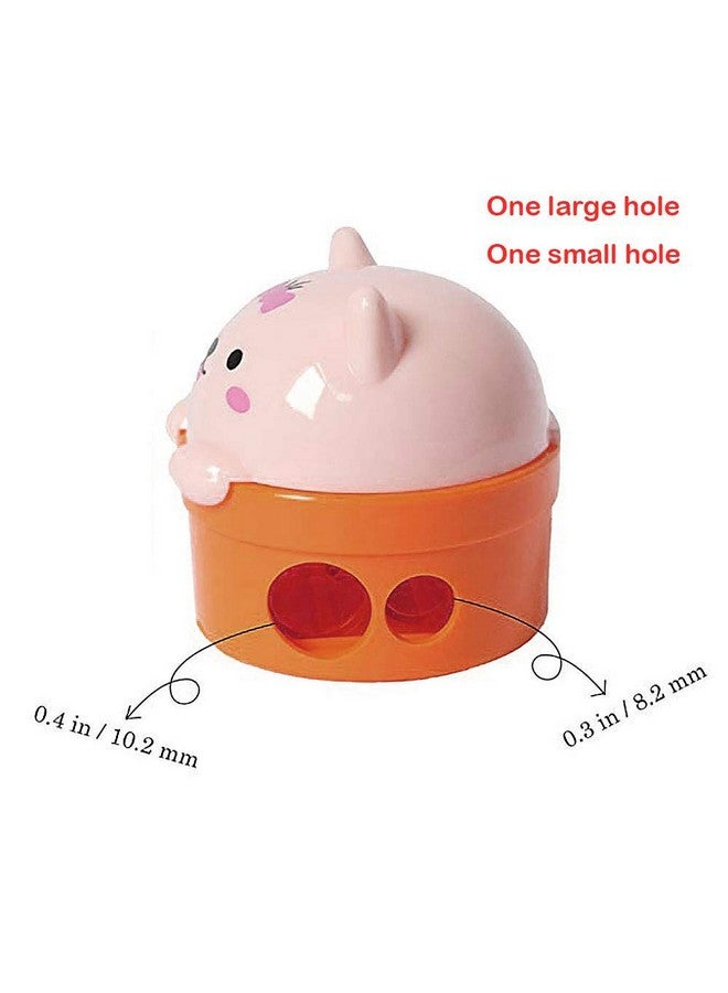 SZJHXIN Pencil Sharpener, Pack Of 4 Pencil Sharpener Manual Cute Cartoon Bear Colored Hand Held Pencil Sharpeners With Lid, Double Holes For Kids And School Plastic Cute Pencil Sharpener  - Image 3