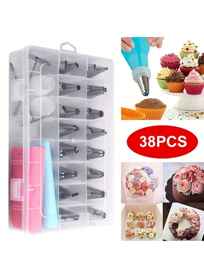 38pcs Cake Decorating Tool Kit with 32 Tips and Pastry Bags - Image 1