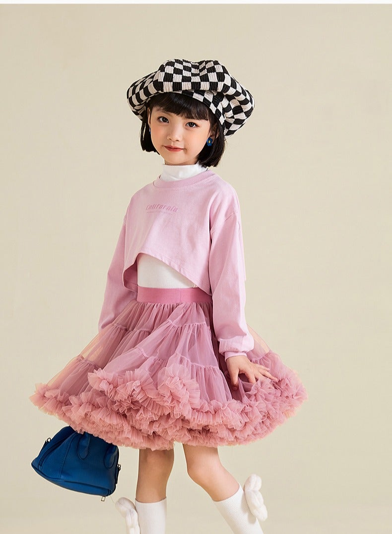 Loquat Shaggy Skirt For Girls And Children Pink 