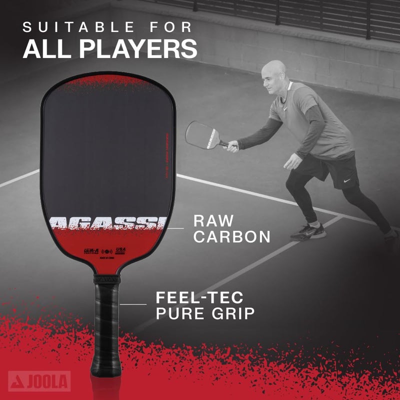 JOOLA Agassi Edge 16mm Pickleball Paddle - Carbon Fiber Pickleball Racket Surface Increases Spin & Control - Agassi Shape with Extended Sweet Spot - UPA-A Certified - USAP Approved - NFC Chip Enabled - Image 3