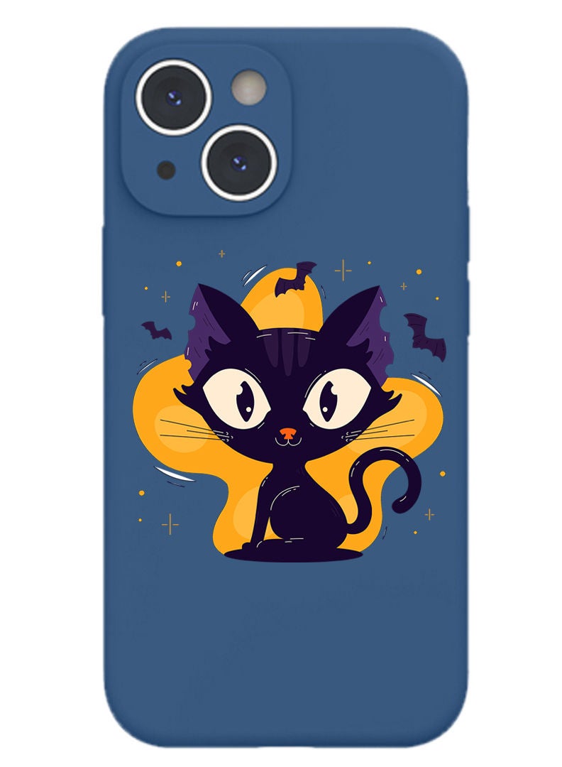 Theodor Protective Slim Fit Case Liquid Silicone Cover with Full Body Protection Anti-Scratch Shockproof Case For iPhone 13 Blue  - Bloom2 White - Image 1