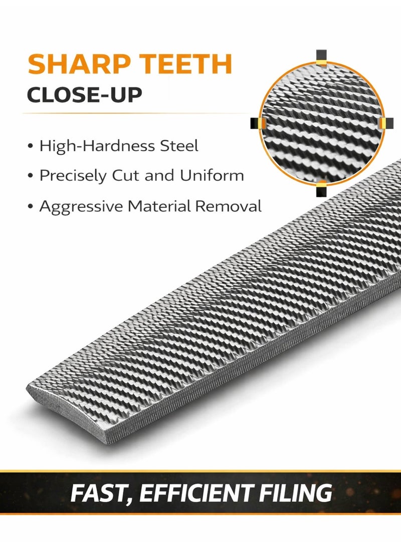 8 Inch Half Round Hand Rasp File – Semi Round Metal File with Rubber Grip Handle for Metal, Plastic, Woodworking & DIY Projects - Image 2