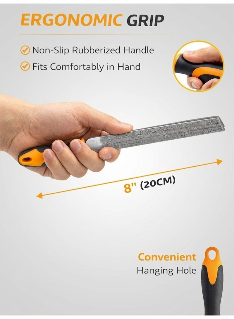 8 Inch Half Round Hand Rasp File – Semi Round Metal File with Rubber Grip Handle for Metal, Plastic, Woodworking & DIY Projects - Image 3