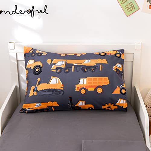 NTBED 4 Pieces Construction Toddler Bedding Set for Baby Boys, Truck Vehicles Excavator Cars Printed, Includes Comforter, Flat Sheet, Fitted Sheet and Pillowcase,Grey - Image 4