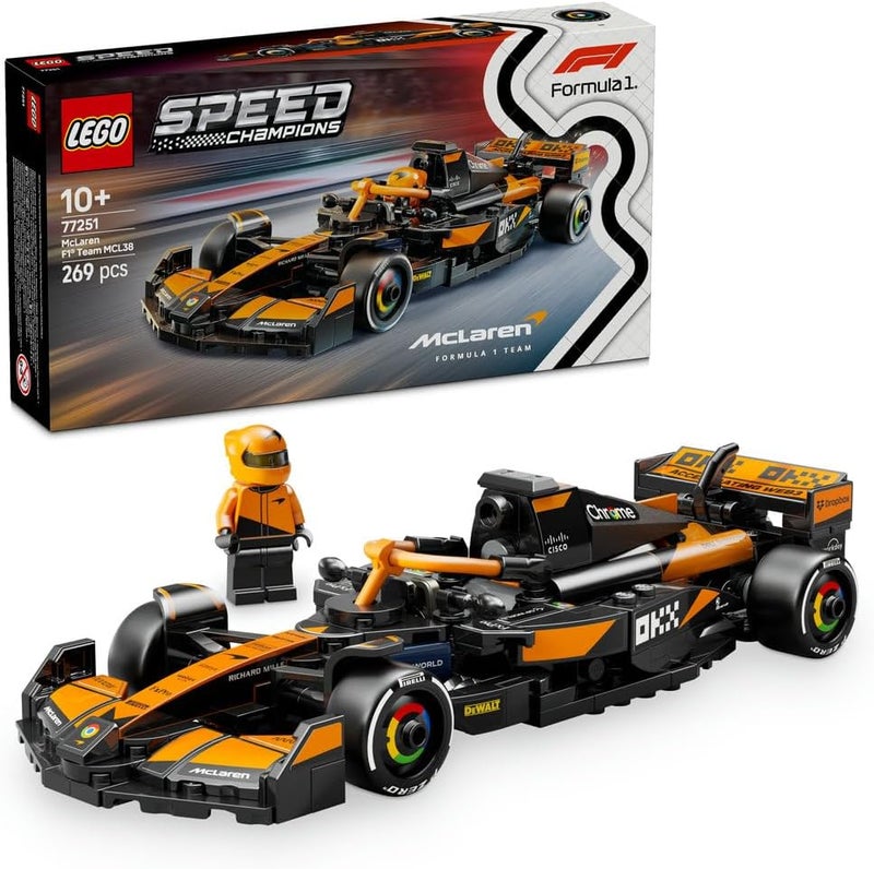 LEGO Speed Champions McLaren F1 Team MCL38 Race Car Toy with a Collectible Formula 1 Driver Minifigure - Model Kits for 10+ Year Old Boys & Girls or Adult Motorsport Fans 77251 - Image 1