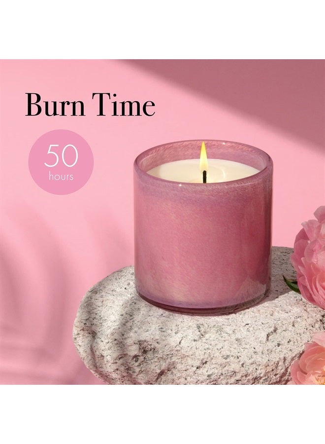 Lafco New York Classic Candle, Duchess Peony - 6.5 oz - 50-Hour Burn Time - Reusable, Hand Blown Glass Vessel - Made in The USA