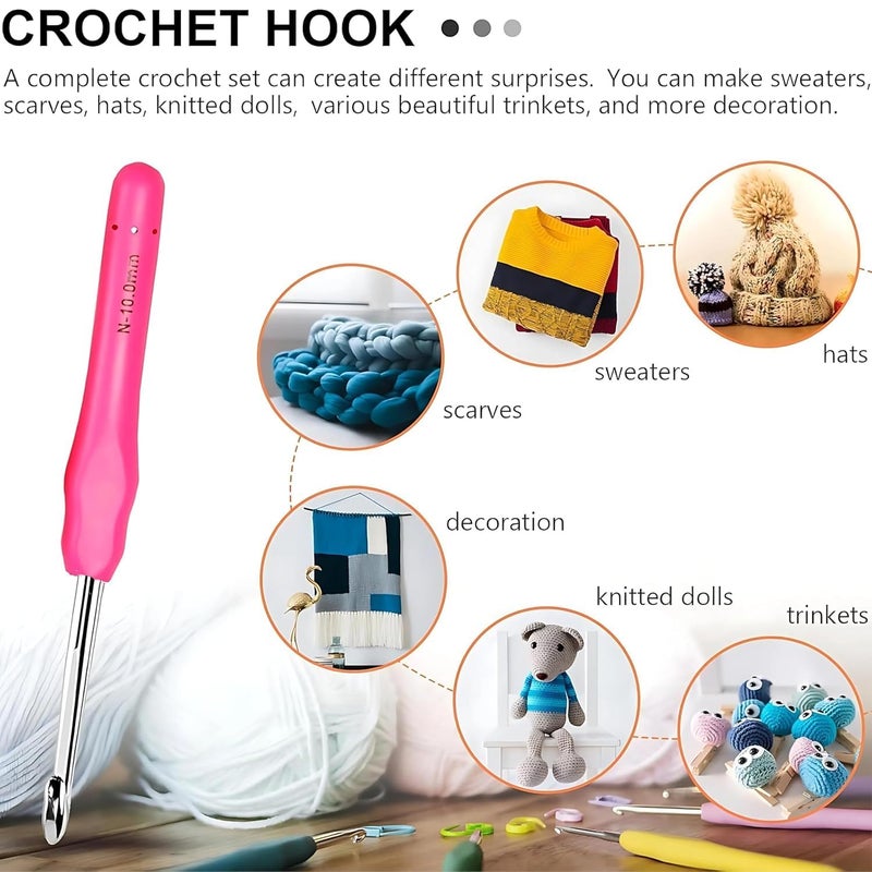 ZenCart 32 Pcs Crochet Hooks Set Crochet Hooks Knit Crochet Needle Set Sweater Knitting Needles Complete Knitting Kit for Beginners Adults 12 pcs Ergonomic Soft Grip Handles with Case - Image 5