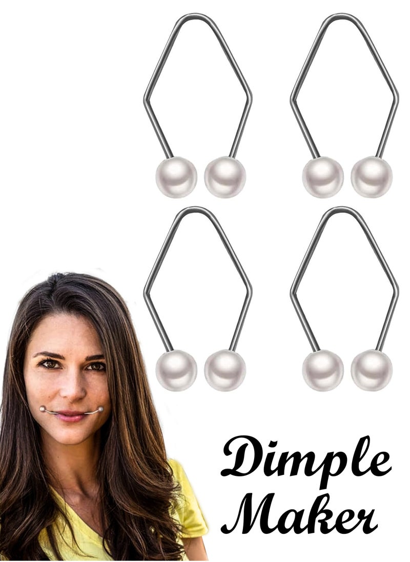 Estelle 2 Pair Dimple Maker for Cheeks Facial Dimple Trainer to Create Charming Smile Premium Stainless Steel Tool for Natural Dimples Easy Facial Expression Training White  - Image 1