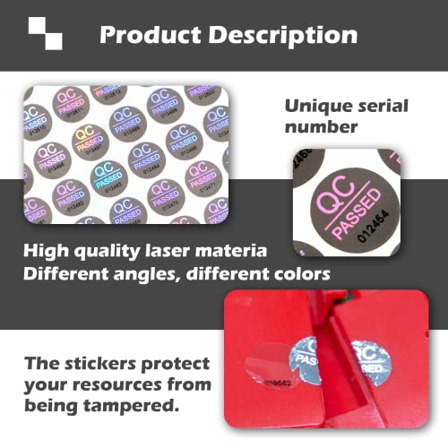 ILMBVM 2100pcs QC Passed Tamper Proof Stickers High Security Hologram Labels Warranty Void Seal with Unique Serial Number 0.4 inch - Image 2