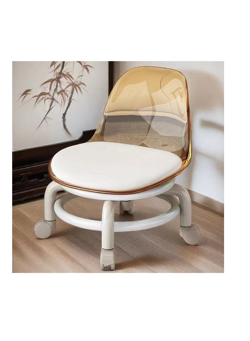Generic Low Rolling Stool Low Roller Seat Small Swivel Stool Low to Ground with Mute Wheels and Back Support for Home Cleaning Garage Fix Outdoor Picnic Salon Office Working (Yellow) - Image 1