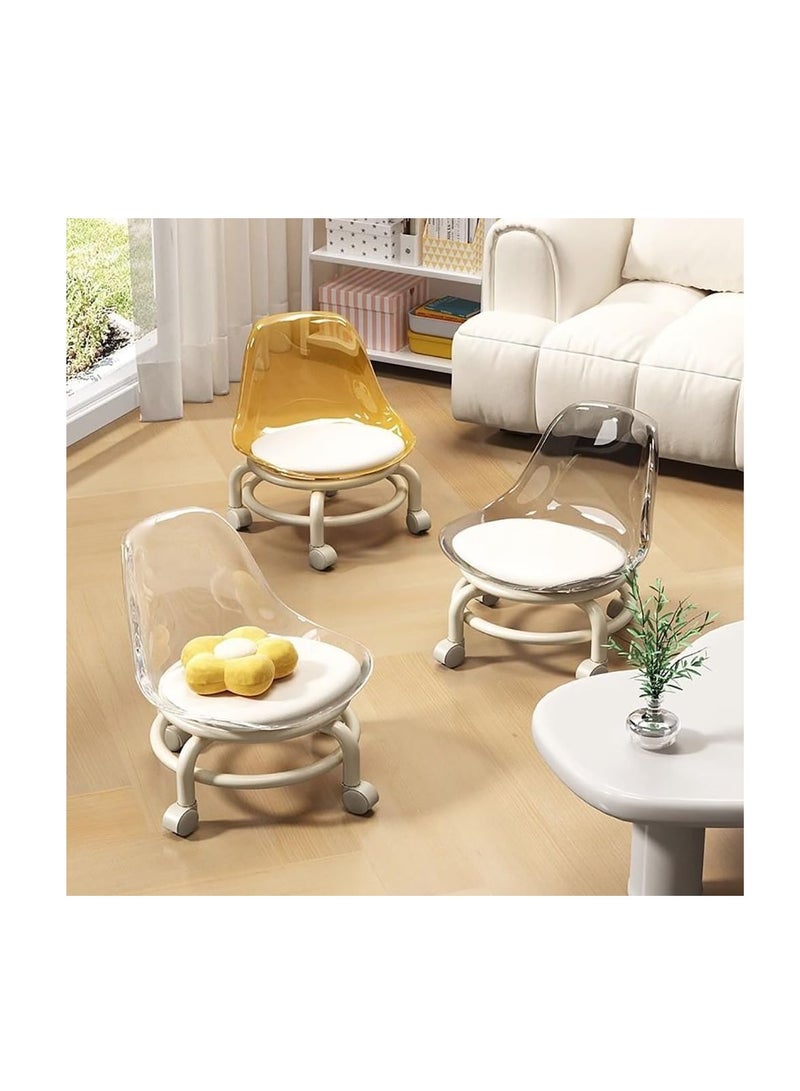 Generic Low Rolling Stool Low Roller Seat Small Swivel Stool Low to Ground with Mute Wheels and Back Support for Home Cleaning Garage Fix Outdoor Picnic Salon Office Working (Yellow) - Image 3