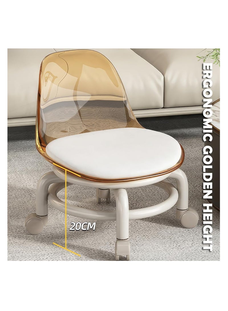 Generic Low Rolling Stool Low Roller Seat Small Swivel Stool Low to Ground with Mute Wheels and Back Support for Home Cleaning Garage Fix Outdoor Picnic Salon Office Working (Yellow) - Image 5