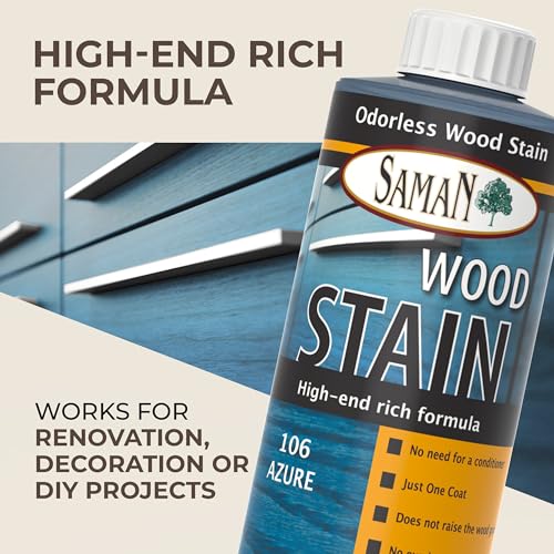 SamaN Interior Water Based Wood Stain - Natural Stain for Furniture, Moldings, Wood Paneling, Cabinets (Azure TEW-106-12, 12 oz) - Image 2