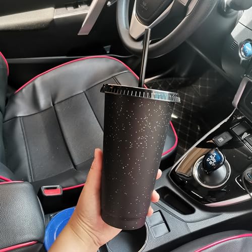 Suertestarry Tumbler with Straw and Lid,Water Bottle Iced Coffee Travel Mug Cup,Reusable Plastic Cups,Perfect for Parties,Birthdays,24oz-5 Pack (Black, 5pack) - Image 3