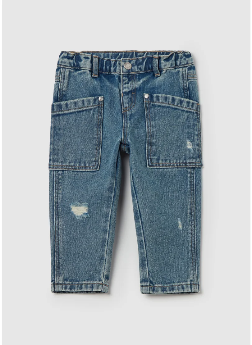 او في اس Cotton jeans with abrasions