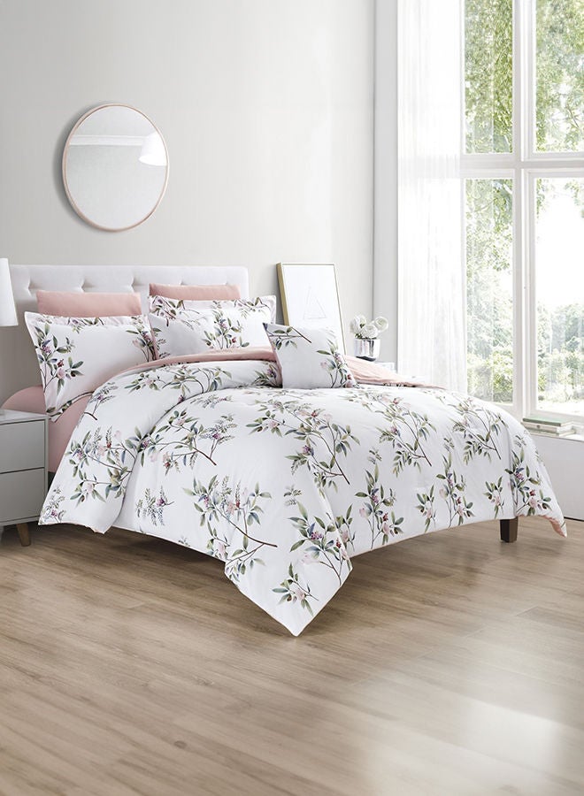 In-House Melissa | Comforter Set 8 Pieces - King - 260x240 cm - White & Rose Pink  - Image 1