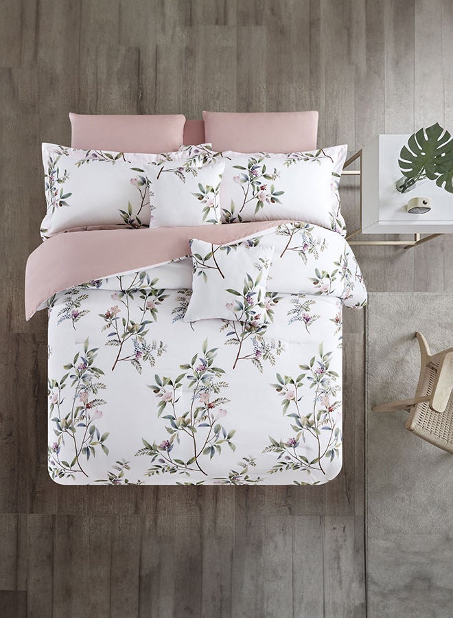 In-House Melissa | Comforter Set 8 Pieces - King - 260x240 cm - White & Rose Pink  - Image 2